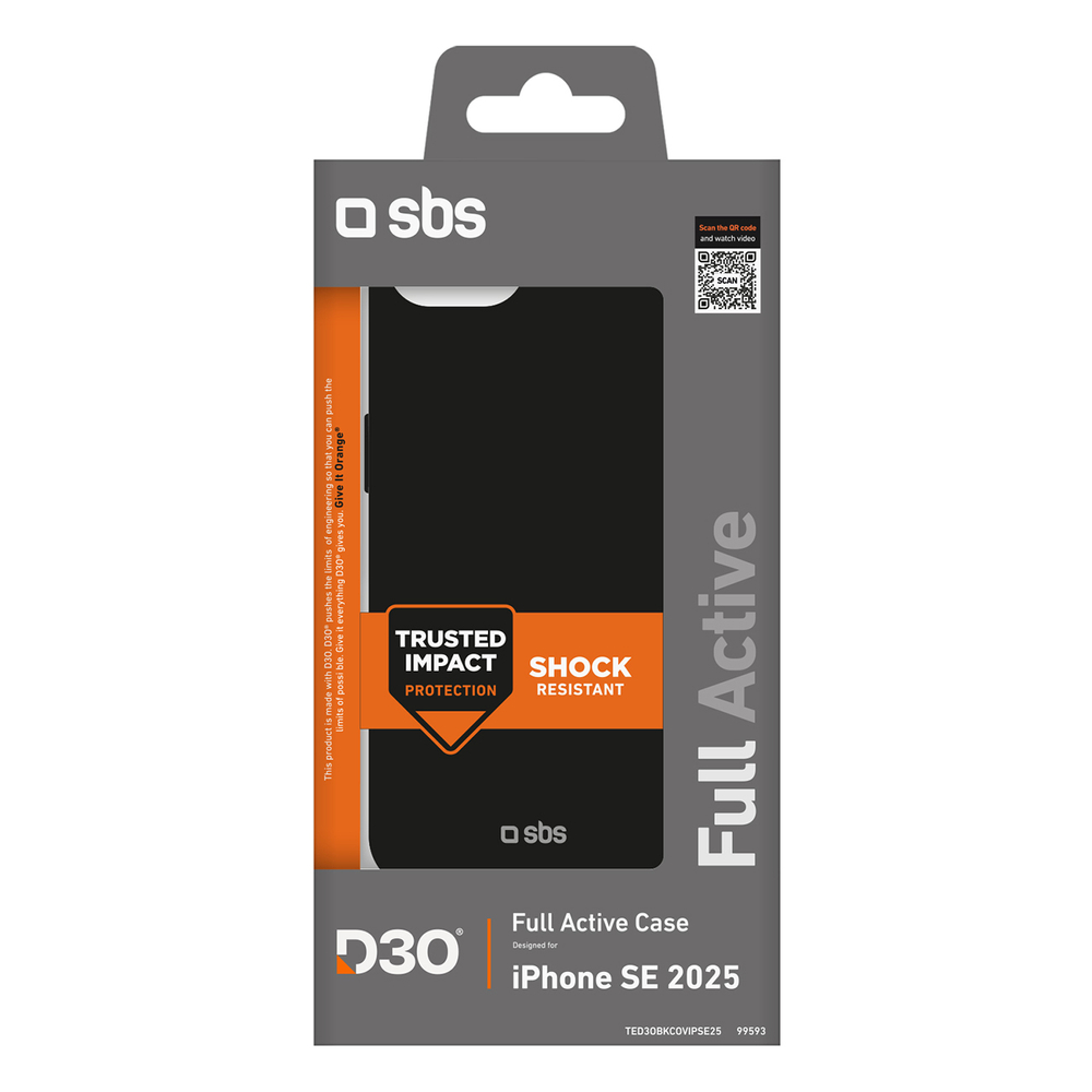 Sbs iPhone 16e vāciņš Full Active D3O, melns