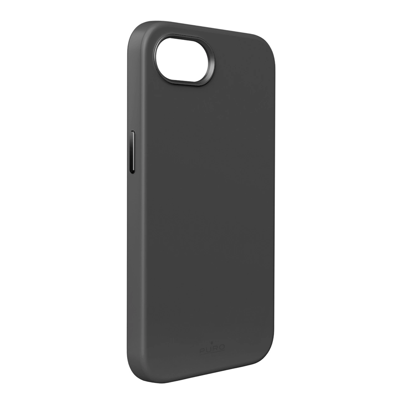 Puro Liquid Silicon Cover ``ICON MAG PRO'' with Magsafe, metal buttons and camera ring for iPhone 16E, black