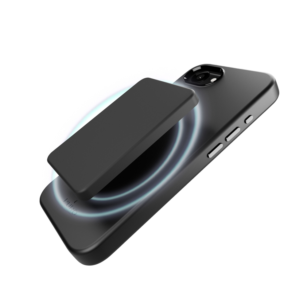 Puro Icon Mag Pro MagSafe silikona vāciņš iPhone 16e / 17e, melns
