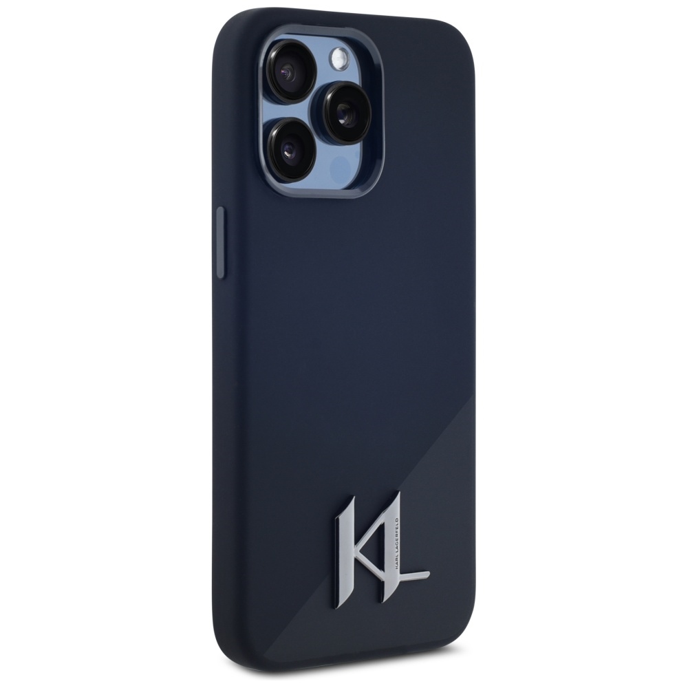 Karl Lagerfeld iPhone 15 Pro Max Case Silicone Shadow Metal Initial MagSafe, Black