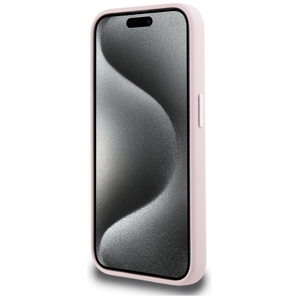 Karl Lagerfeld iPhone 15 Pro Max vāciņš Silicone Shadow Metal Initial MagSafe, rozā