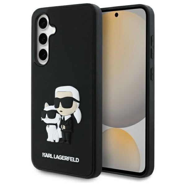 Samsung Galaxy S24 FE ( SM-S721 ) Karl Lagerfeld 3D Rubber Karl&Choupette Case Cover, Black