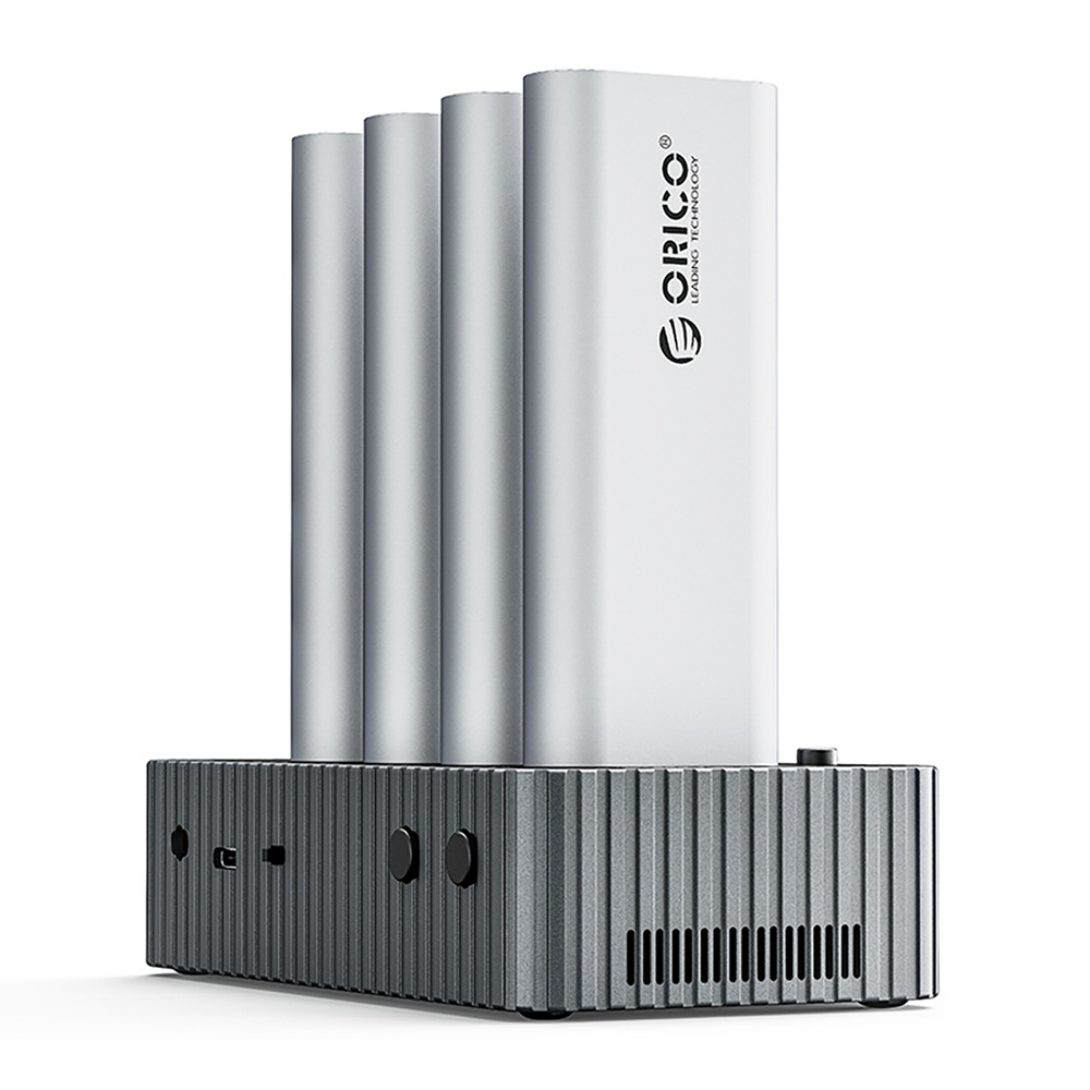 Disku dokstacija ar klonēšanas funkciju 4x M.2 NVME - pelēka krāsā | Disk docking station with cloning function ...