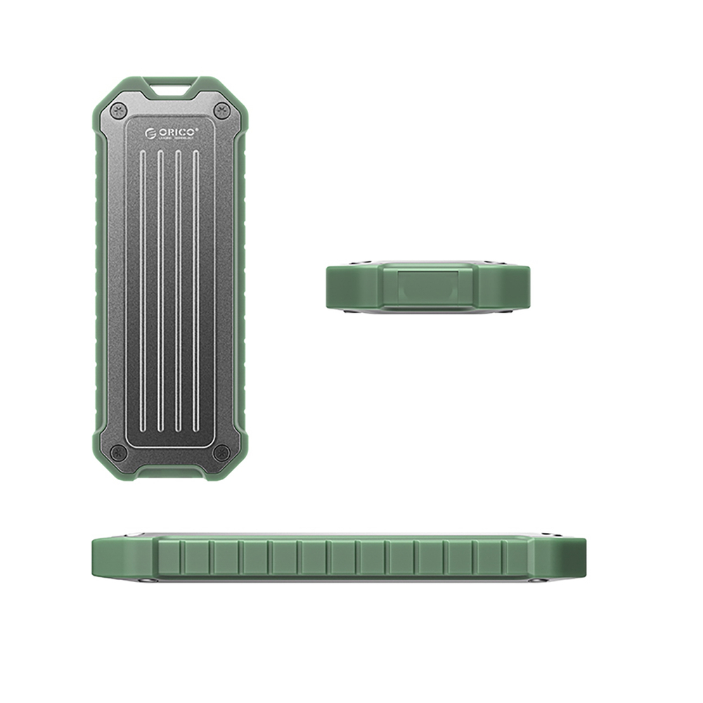 Портативный отсек для накопителя M.2 NVMe/SATA SSD USB-C 3.2 - серо-зеленый