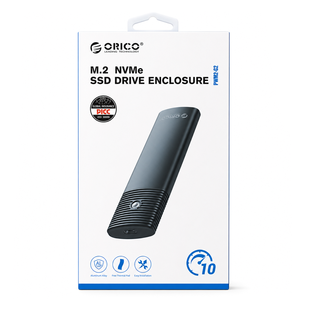 Внешний корпус Orico PWM2-G2 для M.2 NVMe SSD USB-C 10Гбит/с, черный