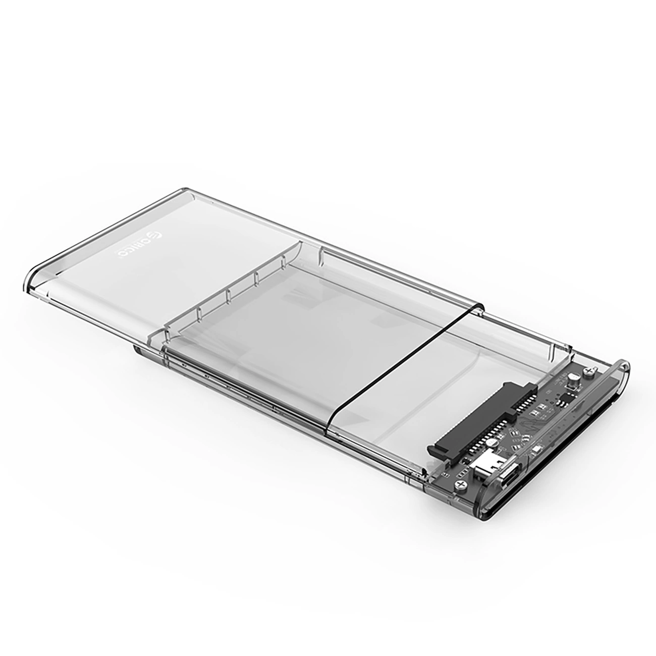 2.5" USB-C 5Gb/s kabatas cietais disks/SSD - caurspīdīgs | Drive Pocket HDD/SSD 5Gbps transparent