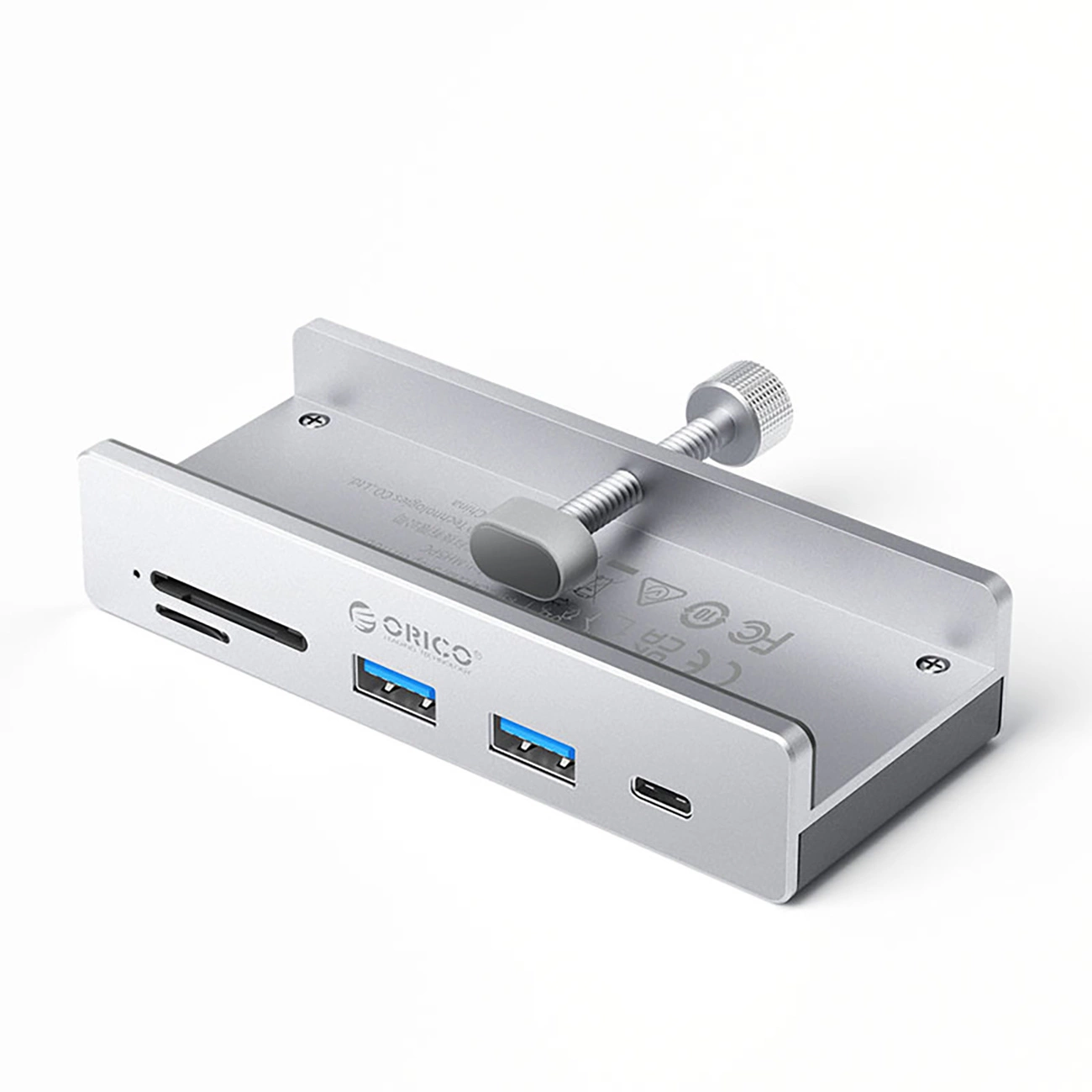 Clip-on HUB input: USB-C / output: 2x USB-A 3.2 + 1x SD&TF - silver