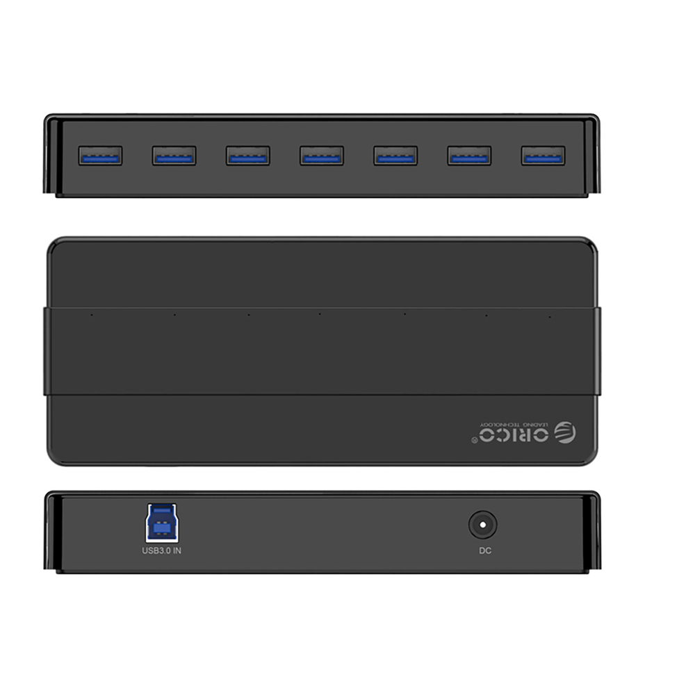 USB-A 3.0 7-port HUB - black