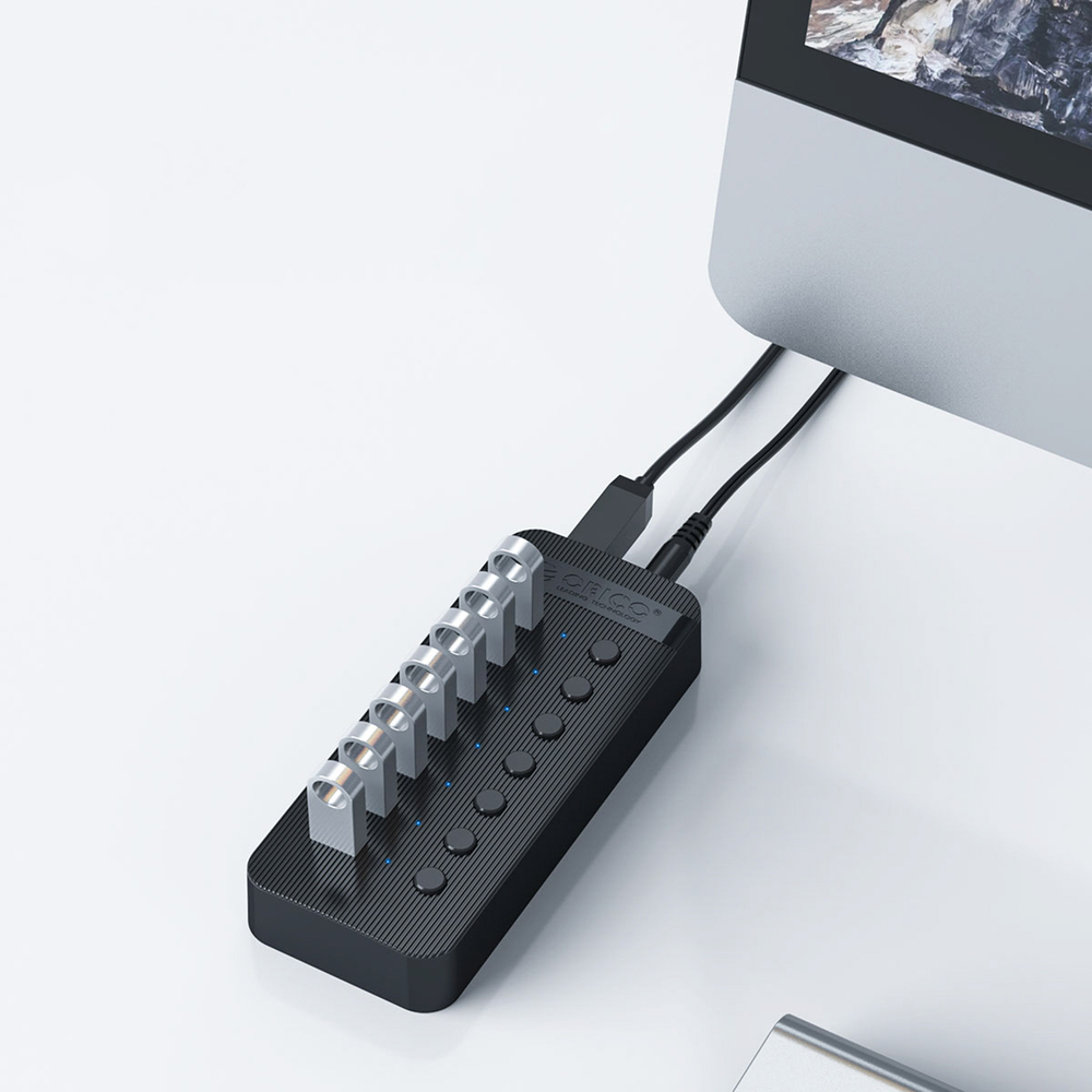 USB-хаб Orico CT2U3-13AB на 13 портов USB-A 3.0 с выключателями, черный