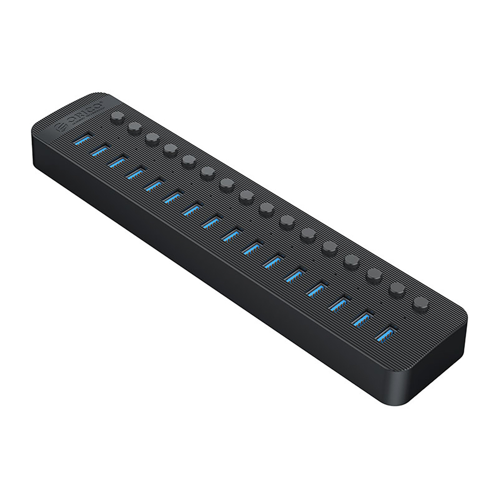 Orico CT2U3-16AB 16-Port USB-A 3.0 Hub with Individual Switches, Black