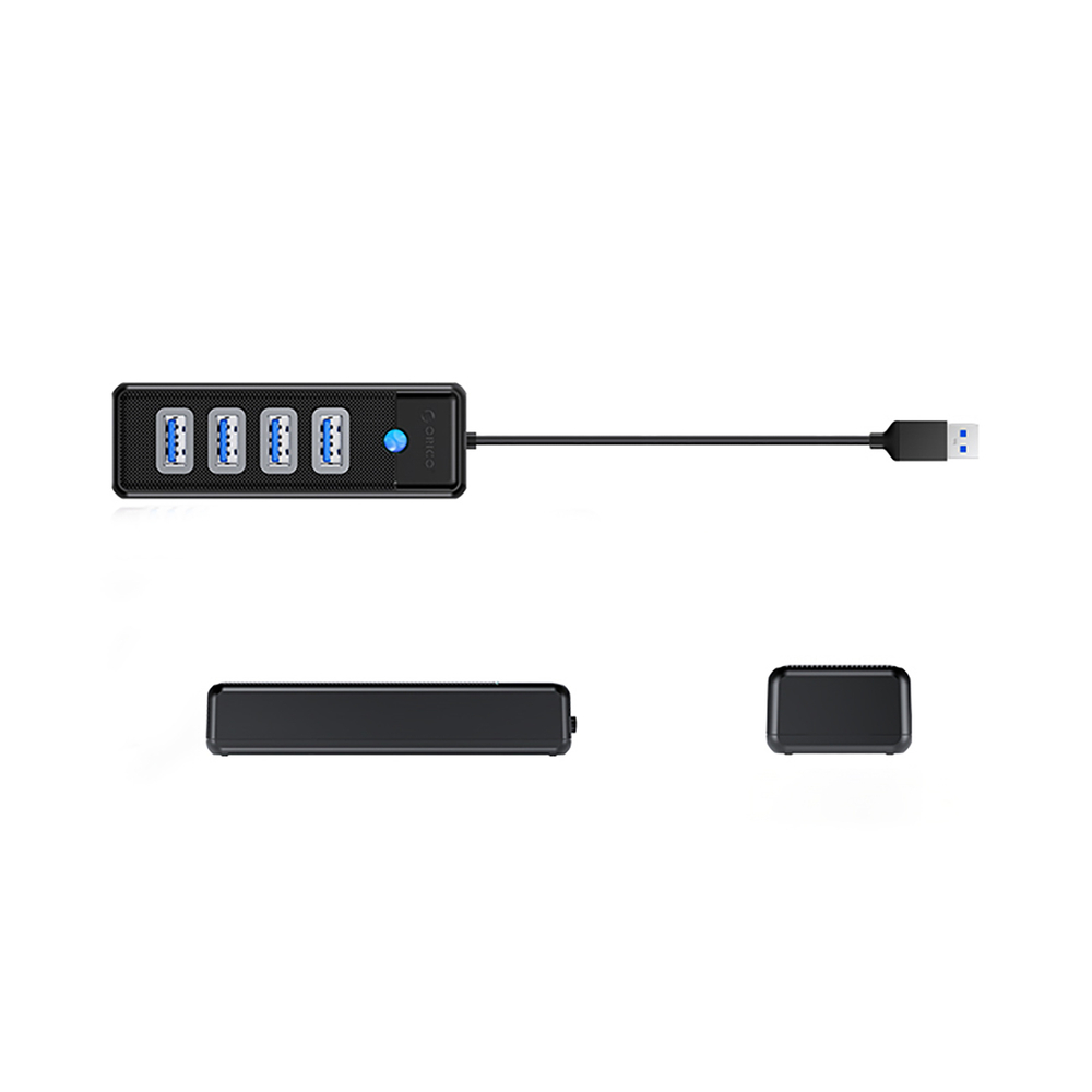 Orico PW4U-U3 USB-A centrmezgls ar 4x USB 3.0 portiem, melns