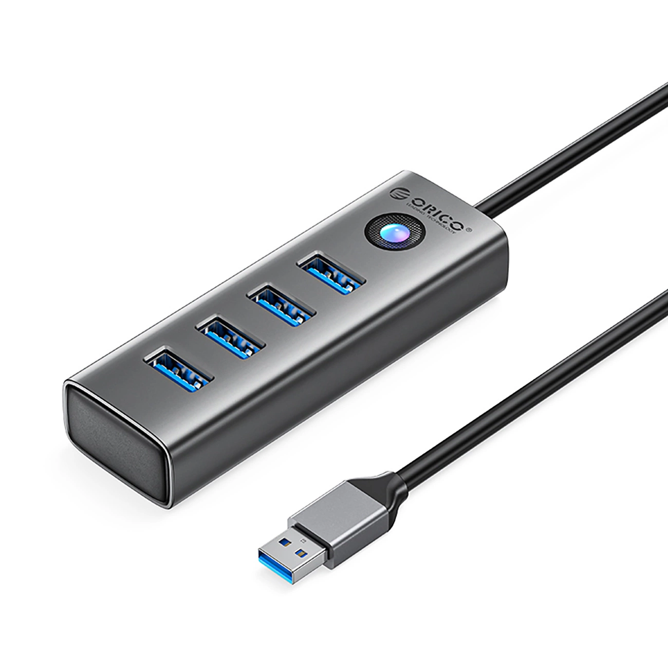 HUB 4-портовый кабель USB-A 3.0 0.15M - серый