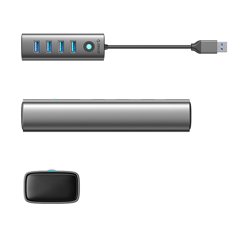 Orico PDD4U-U3 USB centrmezgls (Hub) 4x USB-A 3.0, pelēks