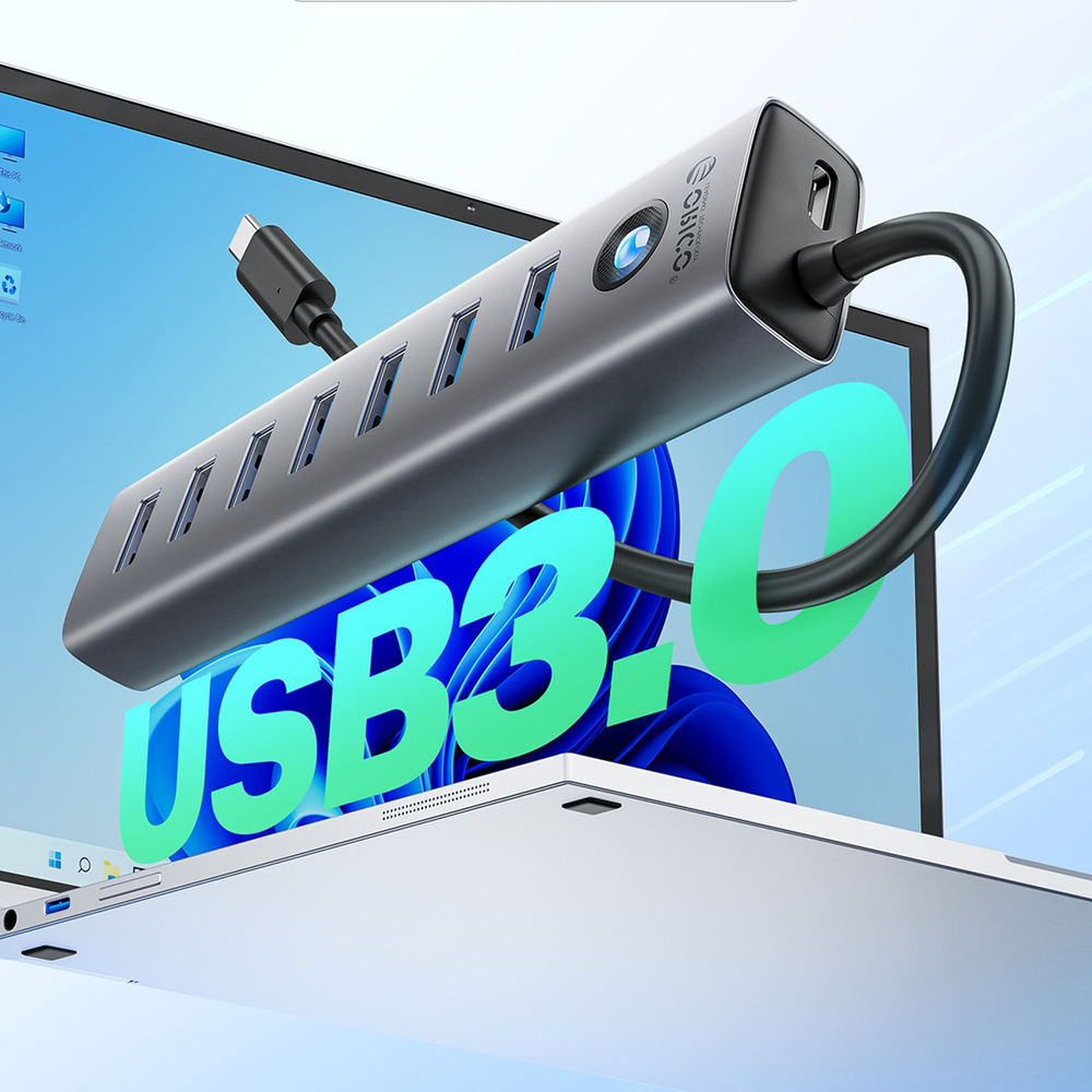 USB-хаб Orico CL7U-U3 7x USB-A 3.0, серый