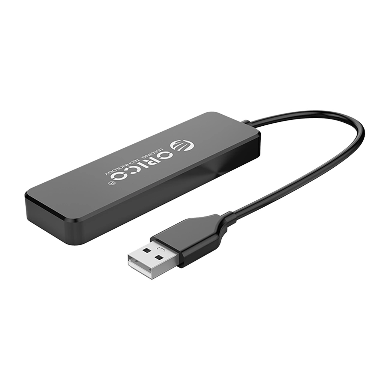 HUB 4-портовый кабель USB-A 2.0 0,3M - черный