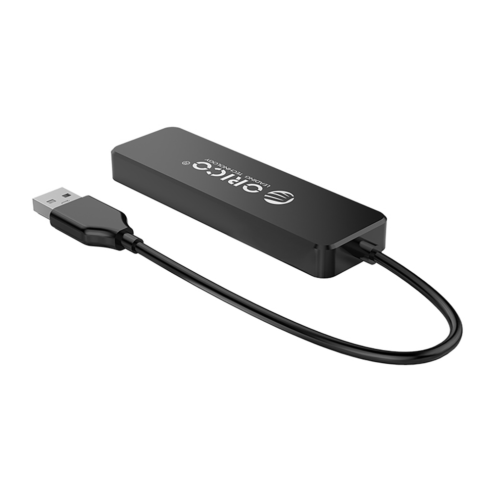 Orico FL01 USB-A centrmezgls ar 4x USB 2.0 pieslēgvietām, melns