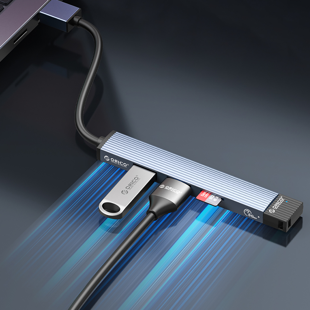 HUB 4-port input: USB-A 3.0 / output: 1x + 3x 2.0 cable 0.15M - gray