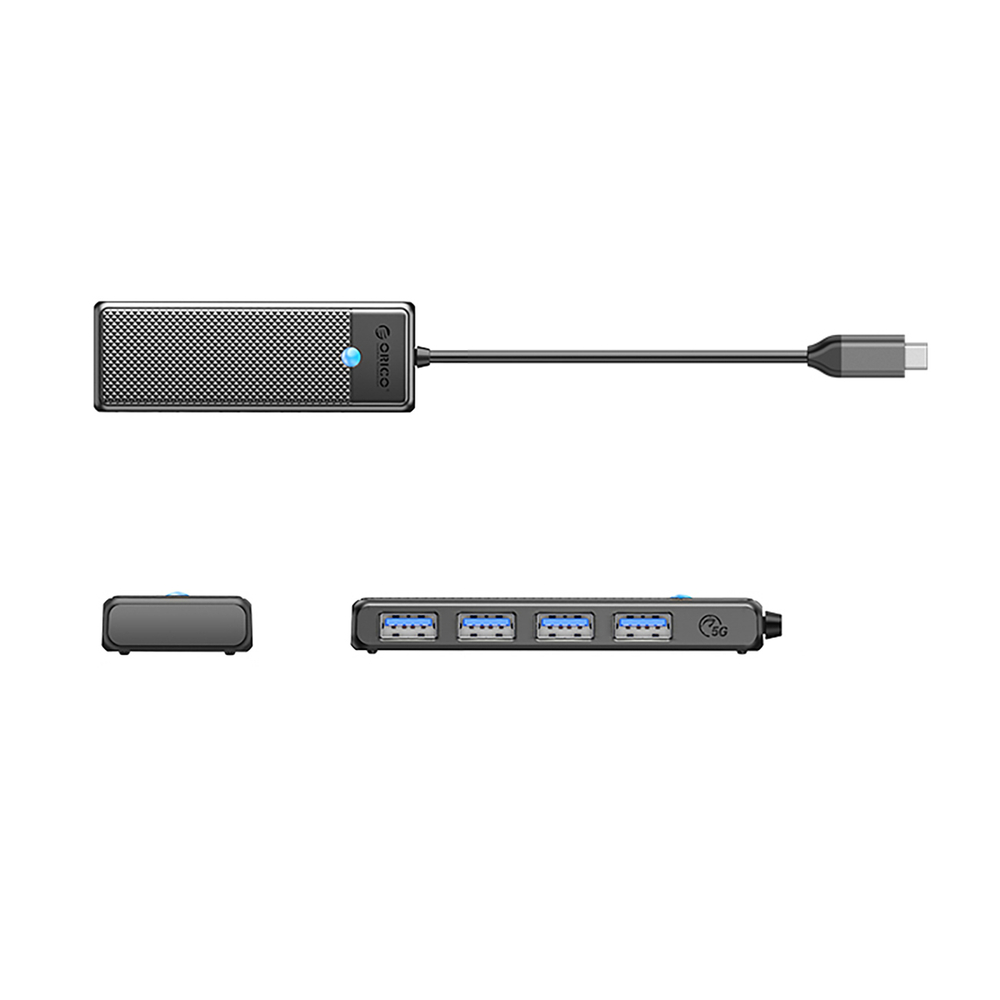 Orico PAPW4A-C3 USB-A centrmezgls ar 4x USB 3.0 pieslēgvietām, melns