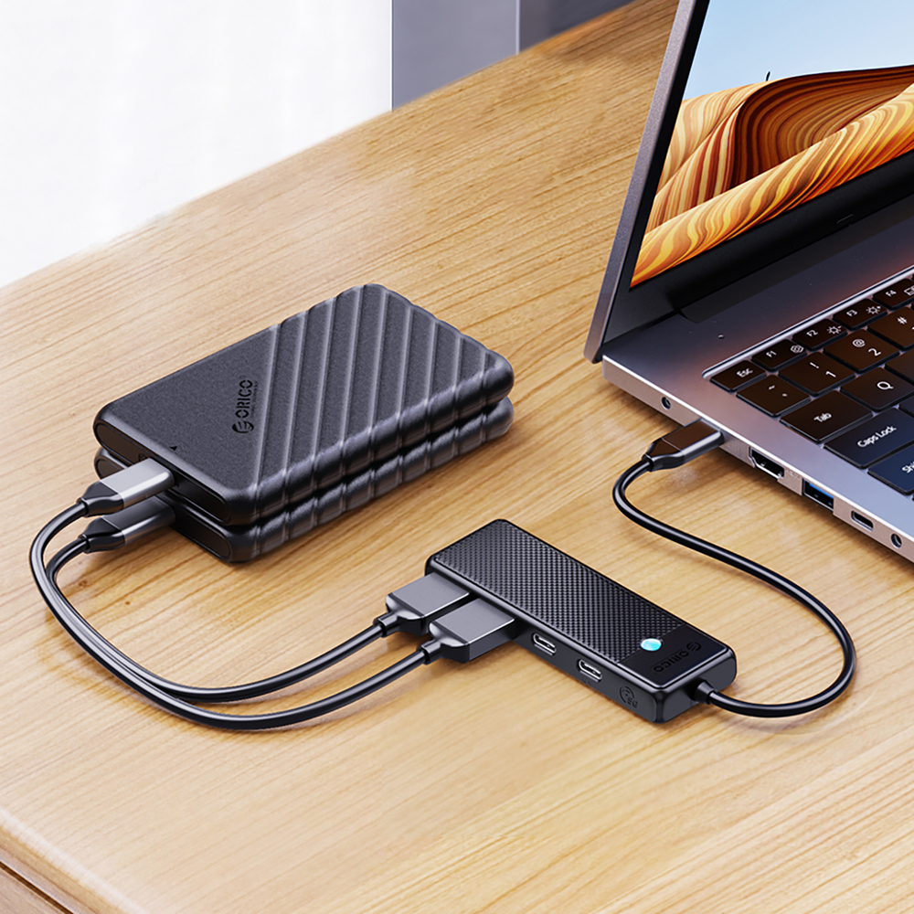 Разветвитель / док-станция Orico PAPW2AC-C3 USB-C, 2x USB-A 3.0, 2x USB-C, черный