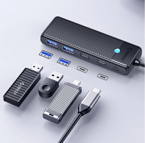 Разветвитель / док-станция Orico PAPW2AC-C3 USB-C, 2x USB-A 3.0, 2x USB-C, черный