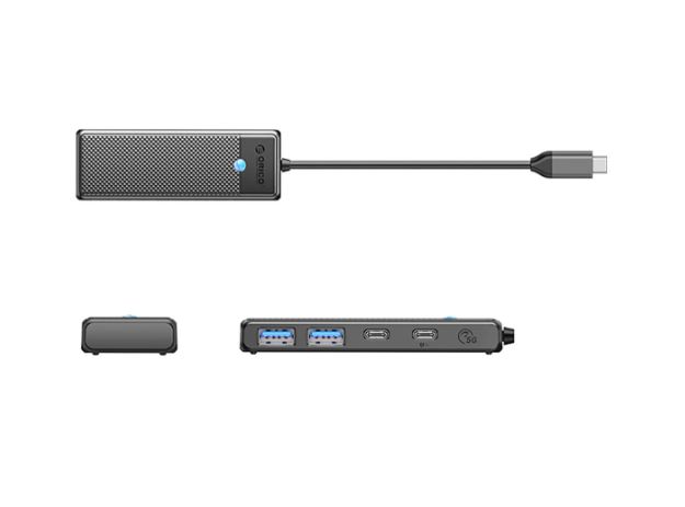 Разветвитель / док-станция Orico PAPW2AC-C3 USB-C, 2x USB-A 3.0, 2x USB-C, черный