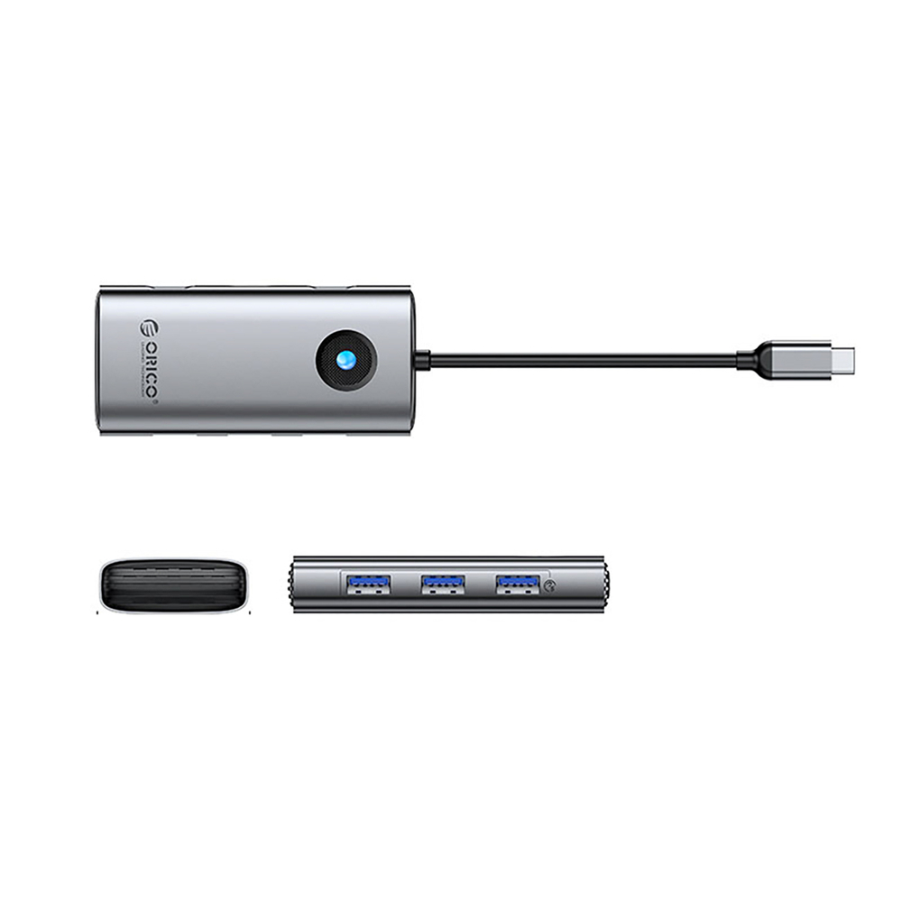 Orico PW11-6P 6-in-1 USB-C Hub (3x USB-A, 1x USB-C, PD, HDMI) - Gray