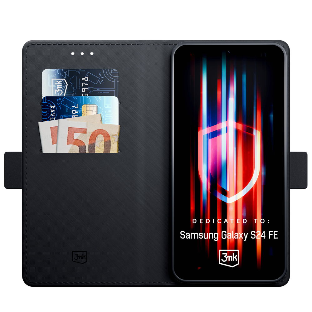 3mk Protection Samsung Galaxy S24 FE Wallet Case, Black