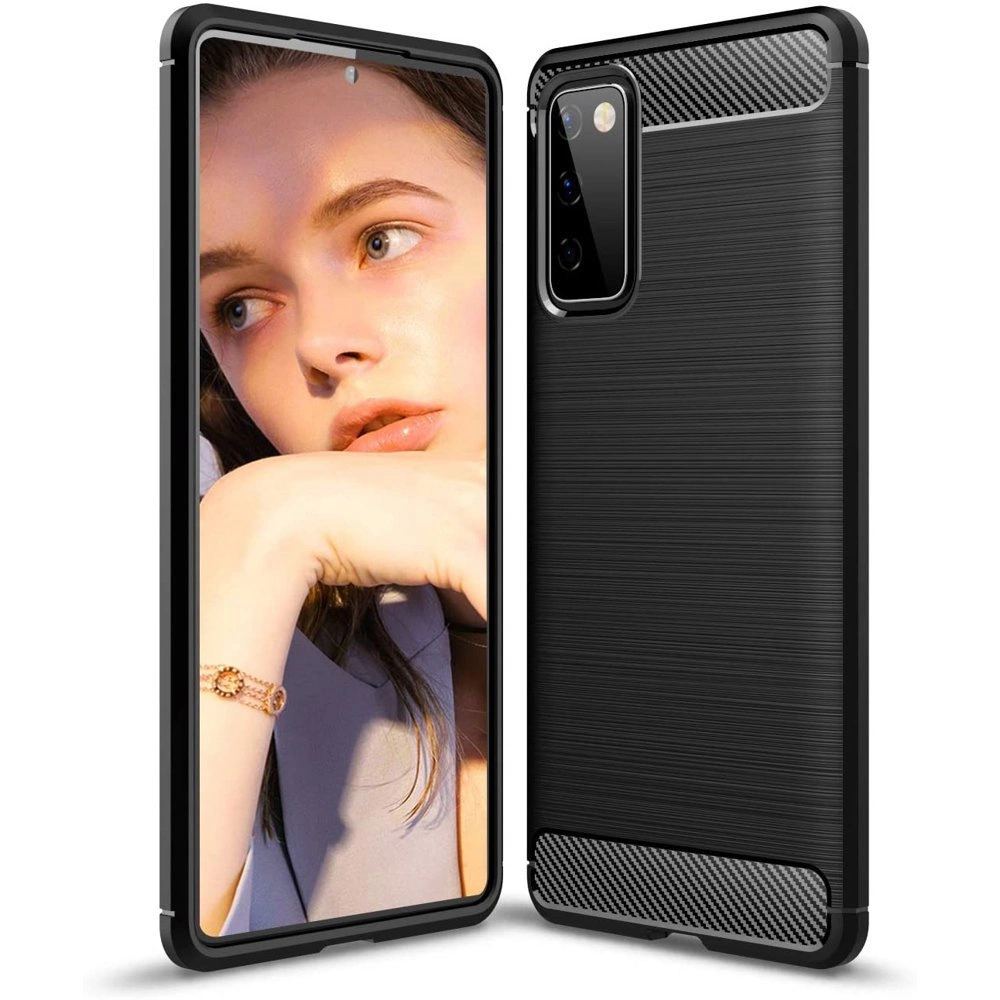 Carbon Case elastīgs vāciņš-uzmava priekš Samsung Galaxy S20 FE 5G melns | Flexible Cover Sleeve black
