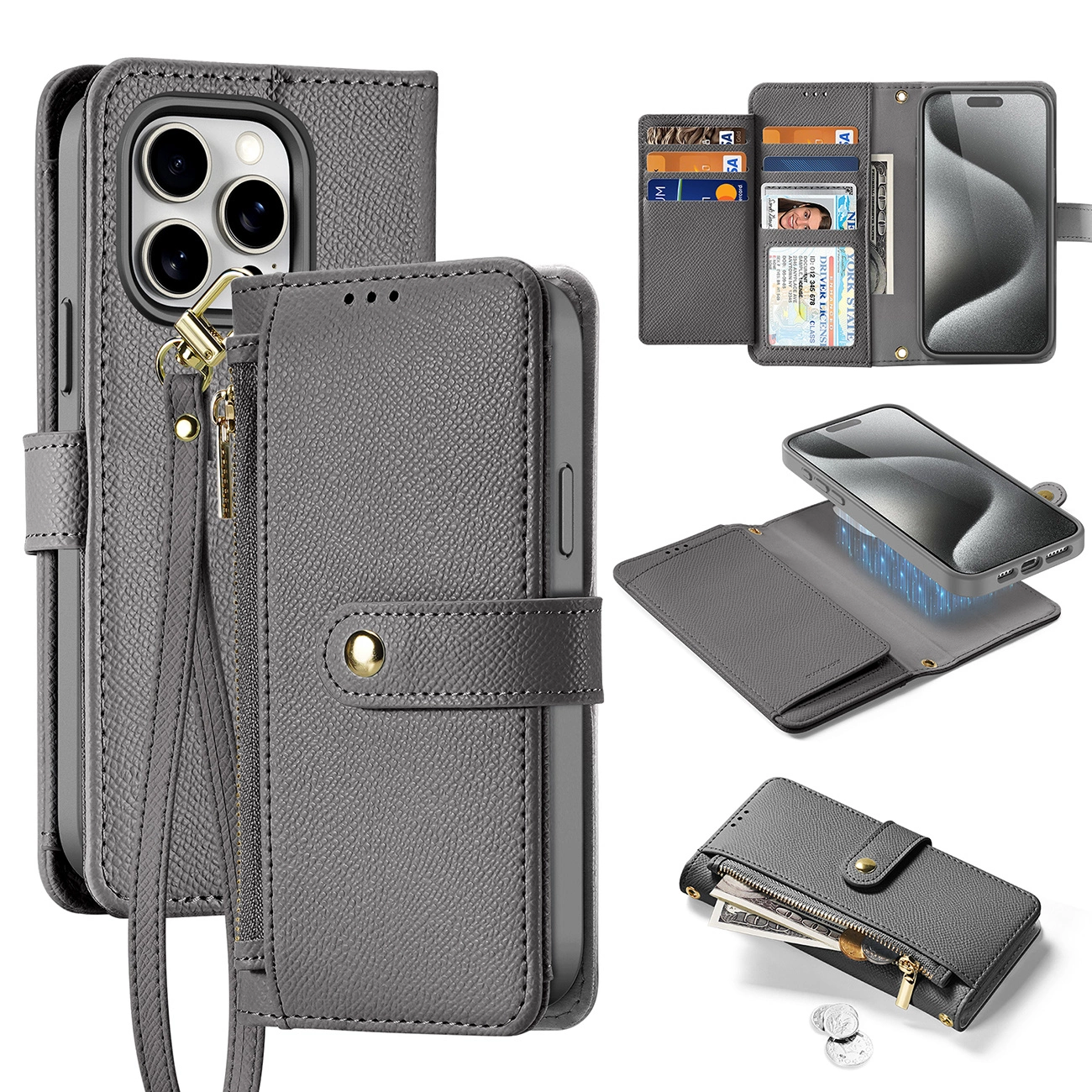 Dux Ducis Lawa Leather Phone Case Cover iPhone 15 Pro Max - Gray