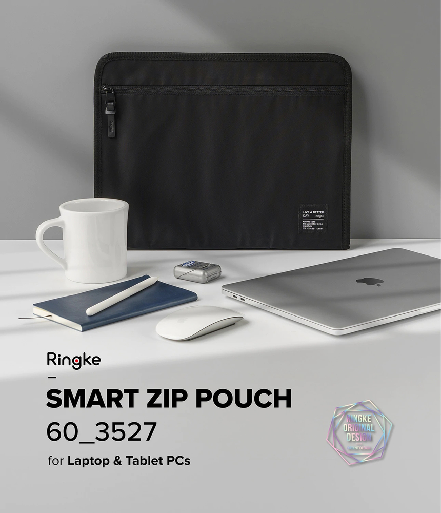 Ringke Smart Zip Pouch līdz 13\" klēpjdatoram ar statīvu - bēšs | laptop bag waterproof case a up to with stand...