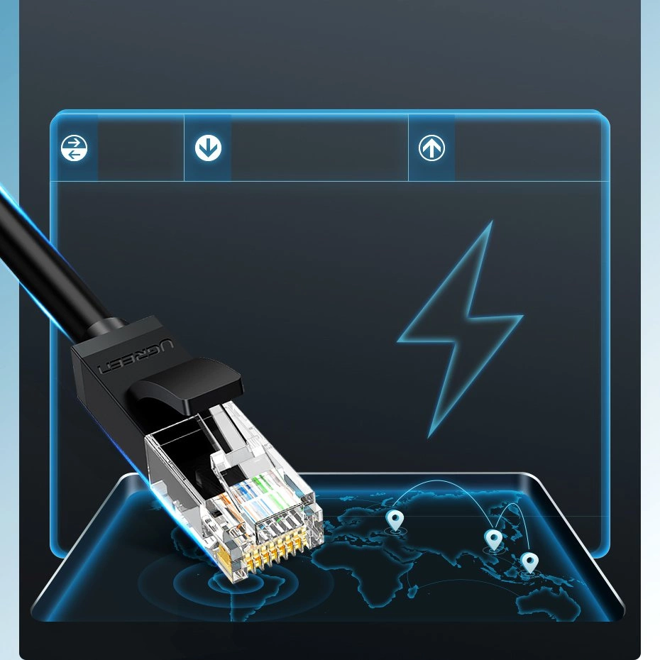Ugreen interneta tīkla kabelis Ethernet patchcord RJ45 Cat 6 UTP 1000Mbps 20m melns (20166) cable internet network...
