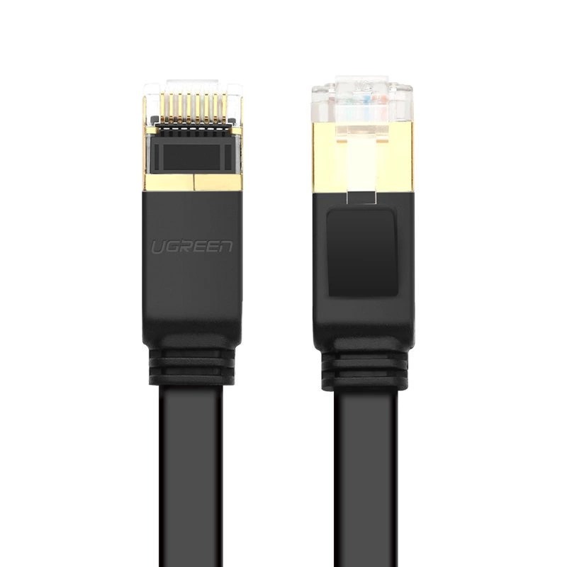 Плоский интернет-кабель Ugreen Ethernet Patchcord RJ45 Cat 7 STP LAN 10 Gbps 3м черный...