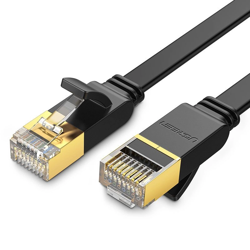 Ugreen plakanais interneta tīkla kabelis Ethernet Patchcord RJ45 Cat 7 STP LAN 10 Gbps 10m melns (NW106 11265) | Flat...