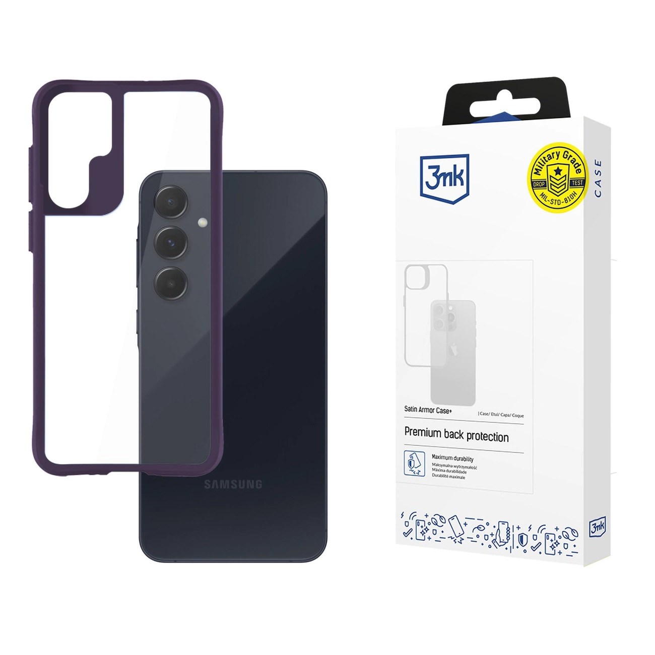 3mk Satin Armor Case+ Violets Samsung Galaxy A55 5G - caurspīdīgs | Purple Transparent
