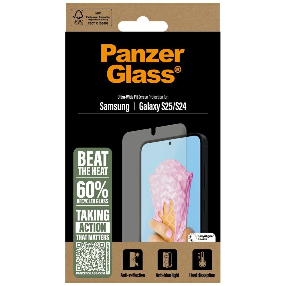 PanzerGlass All-in-One Ultra-Wide Fit Tempered Glass Samsung Galaxy S25
