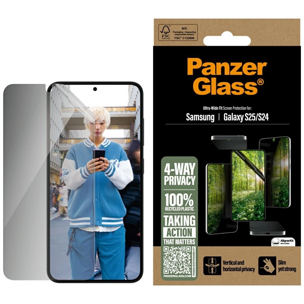 PanzerGlass Eco Matrix Ultra-Wide Fit Privacy Glass  Samsung Galaxy S25