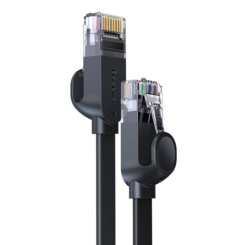 Baseus Speed Six plakans tīkla kabelis RJ45 1000Mbps 1.5m melns (WKJS000001) | Flat Network Cable Black