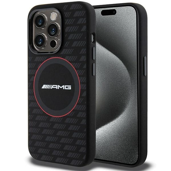 AMG Silicone Carbon Pattern MagSafe Phone Case Cover iPhone 15 Pro Max - black