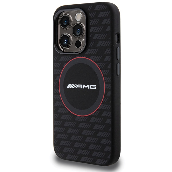 Чехол AMG Silicone Carbon Pattern MagSafe для iPhone 15 Pro Max - черный