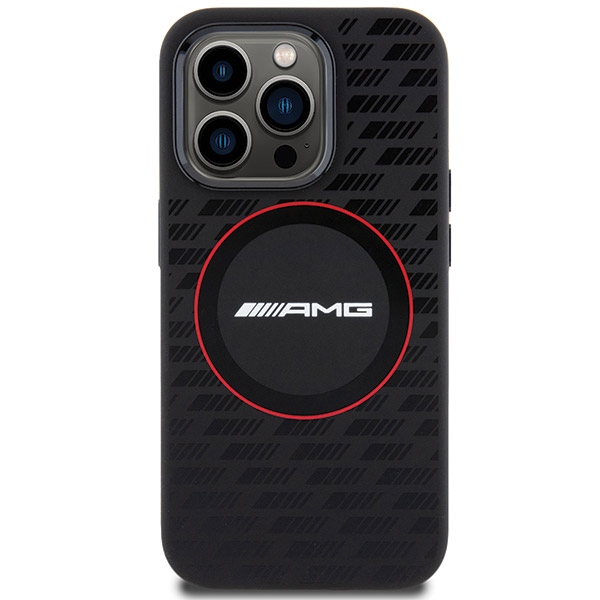 Чехол AMG Silicone Carbon Pattern MagSafe для iPhone 15 Pro Max - черный