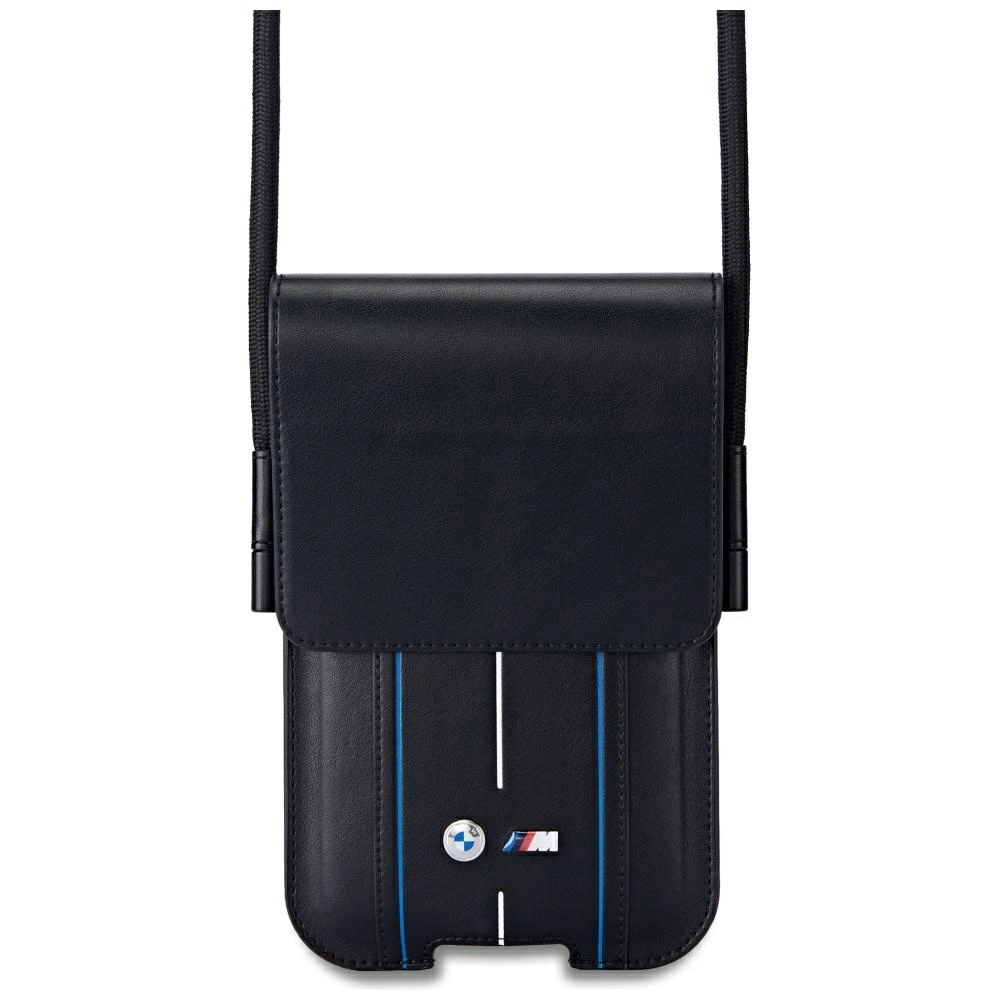 BMW tālruņa maciņš ar zilām svītrām - melns | Phone Pouch Blue Stripes Bag Black