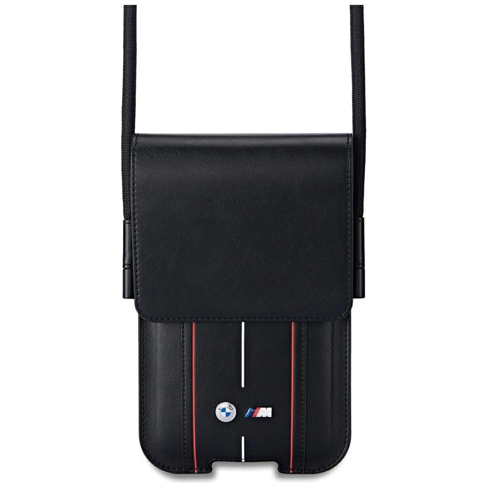BMW Telefona Soma ar Sarkanām Svītrām - Melna | Phone Pouch Red Stripes Bag Black