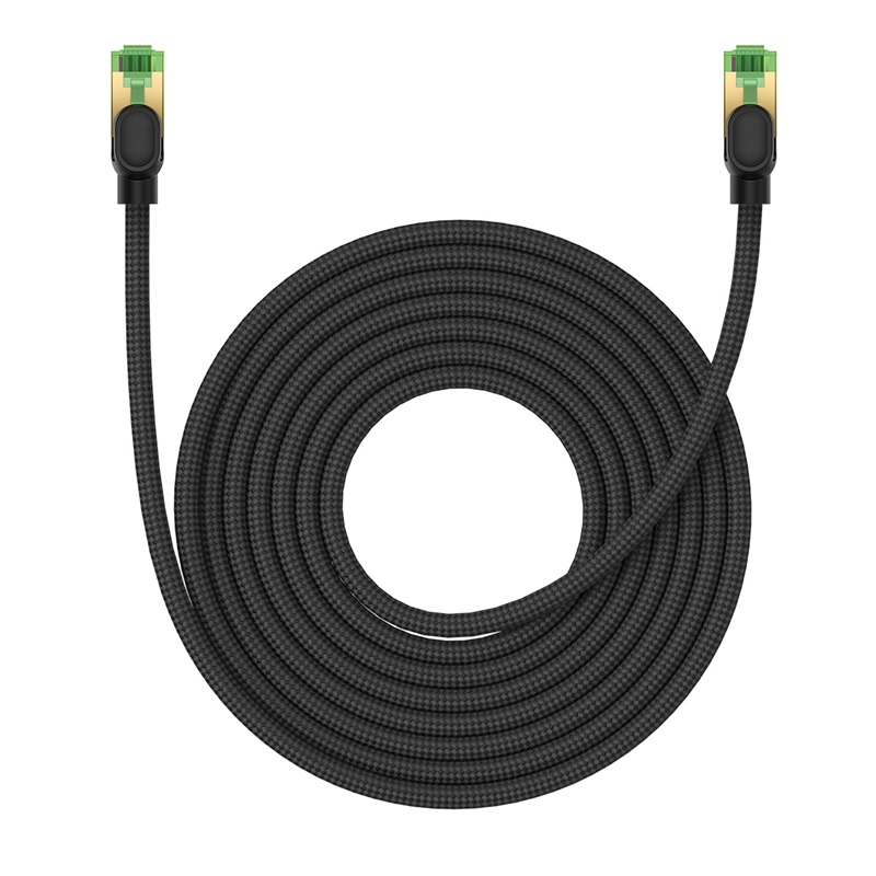 Baseus быстрый RJ45 кат. сетевой кабель. 8 40Gbps 8м плетеный черный