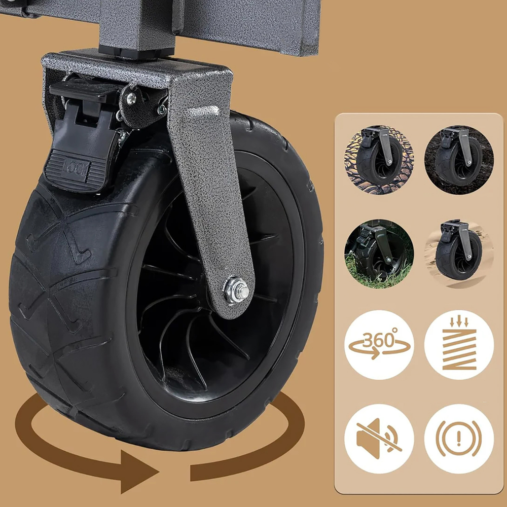 Qunature salokāms, transporta, dārza ratiņš, lieli riteņi ar slēdzi - brūns | Foldable, Transport, Garden...