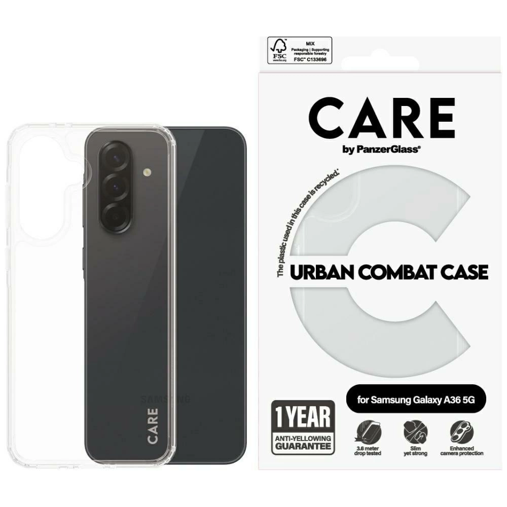 CARE by PanzerGlass Flagship Urban Combat maciņš Samsung Galaxy A36 5G - Caurspīdīgs | Phone Case Cover Transparent