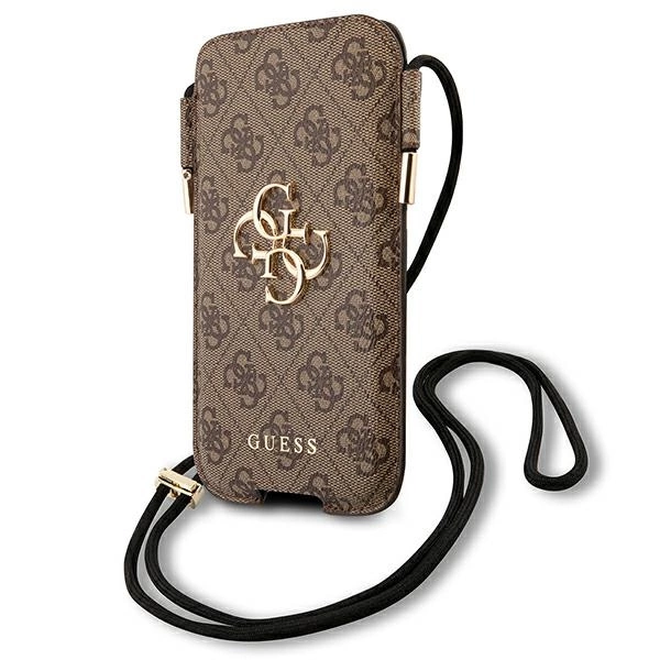 Guess tālruņa somiņa GUHCP12M4GPSBR 6.1" brūna/brūna 4G metāla logo | Phone Bag Brown/Brown Metal
