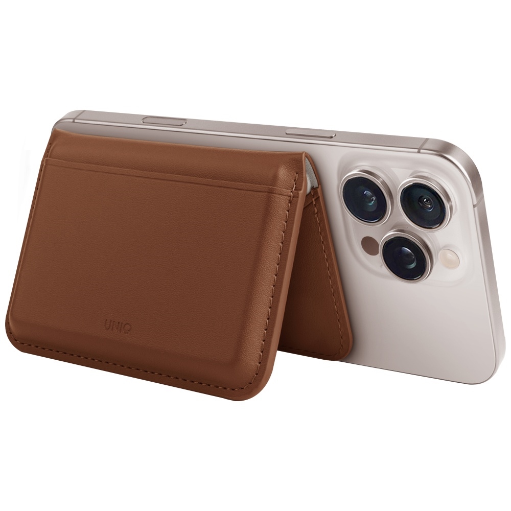 Uniq Lyden DS Magnetic RFID Wallet with Phone Stand, Brown