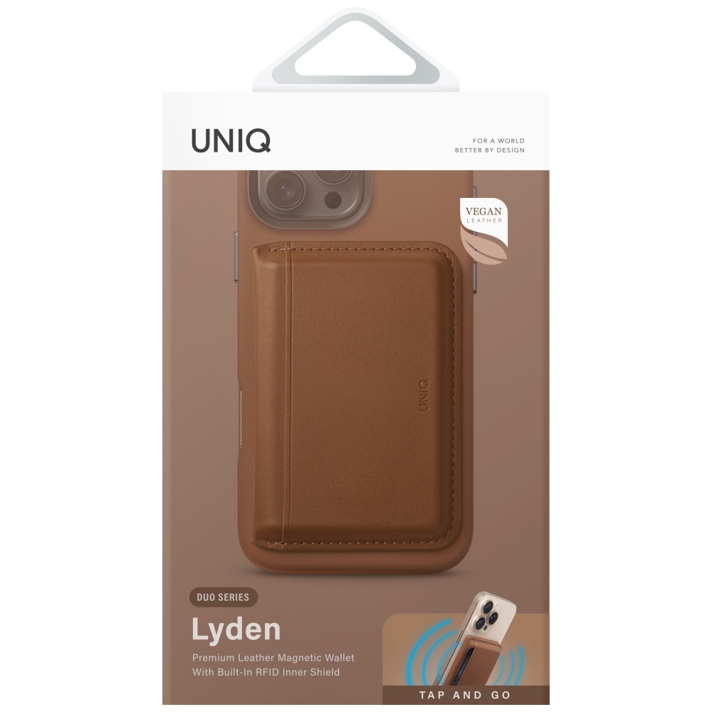Uniq Lyden DS Magnetic RFID Wallet with Phone Stand, Brown