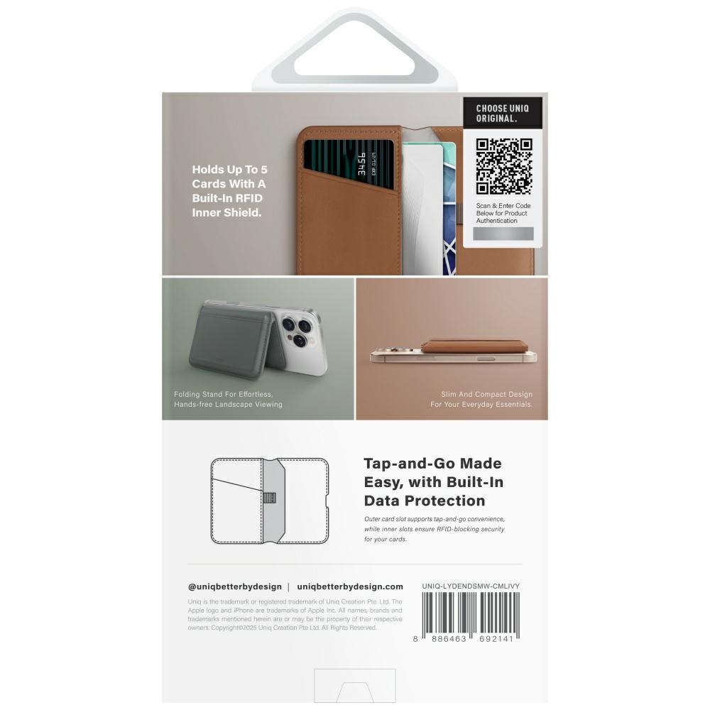 Uniq Lyden DS Magnetic RFID Wallet with Phone Stand, Brown