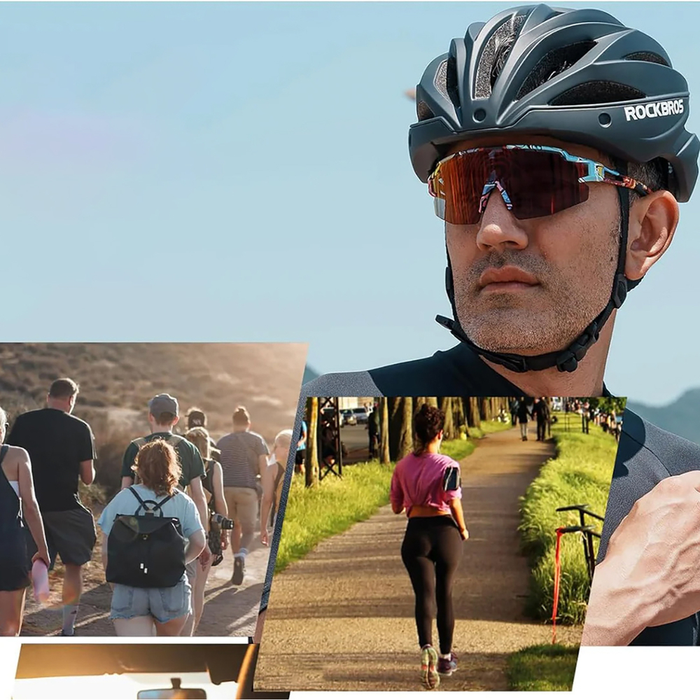 Rockbros Photochromic Cycling Glasses with UV Protection and Corrective Insert, Multicolor